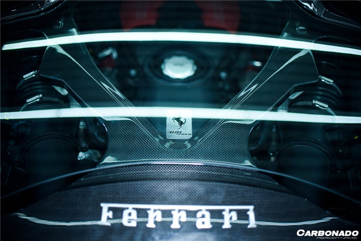 2015 - 2020 Ferrari 488 Spyder Dry Carbon Fiber Engine Hood With Glass